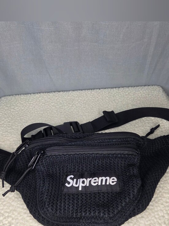 Supreme Other - Supreme Black Knit Waist Bag - Supreme Logo OS
